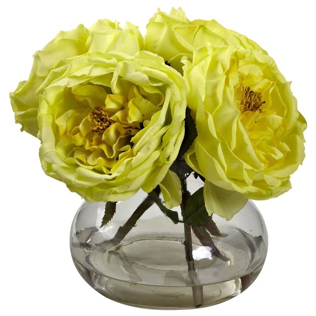 Nearly Natural 8-in Fancy Rose With Vase