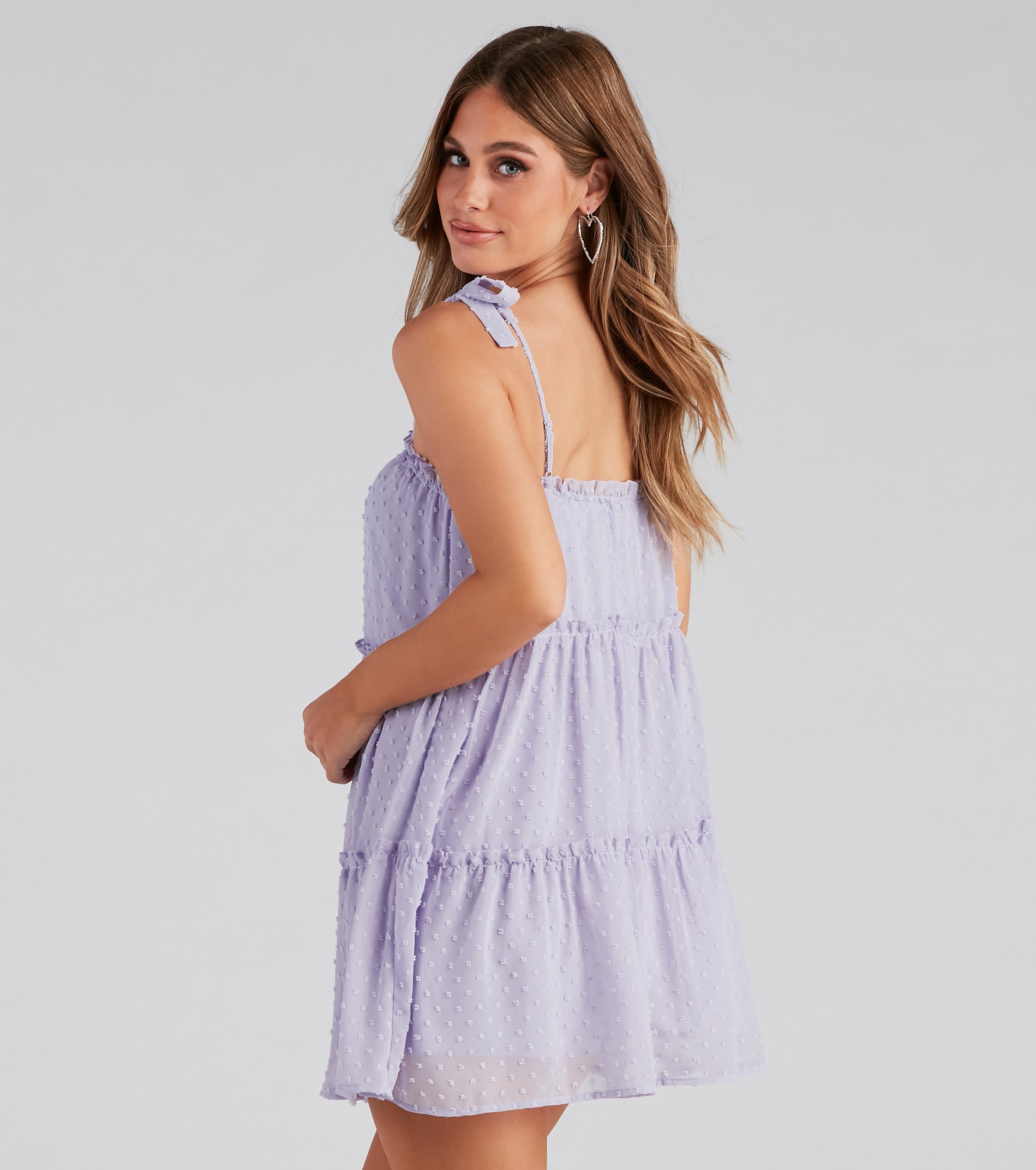 Sway With Me Chiffon Dot Tiered Dress