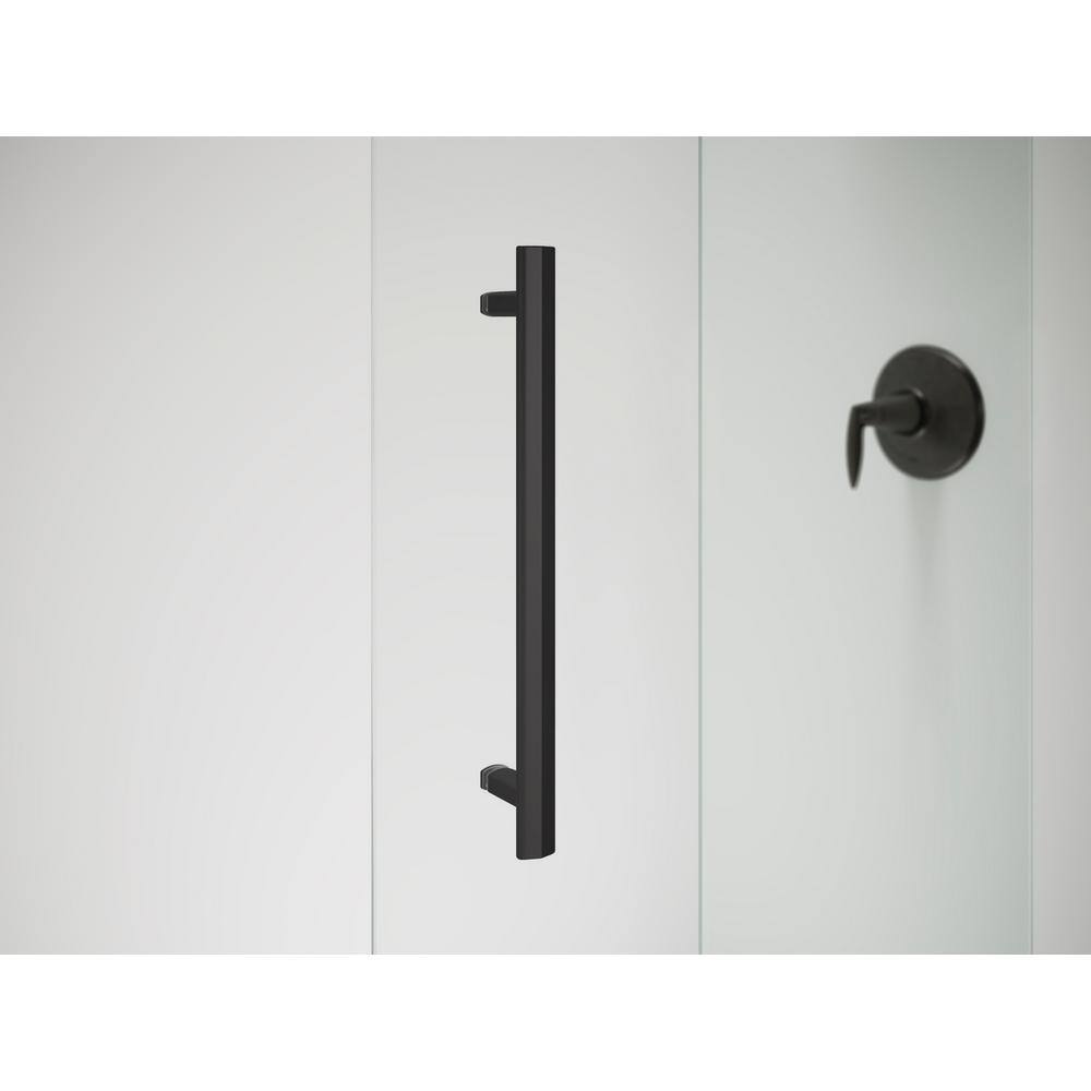 KOHLER Pleat 59.625 in. x 79.0625 in. Frameless Sliding Shower Door in Matte Black with Crystal Clear Glass K-707600-8L-BL