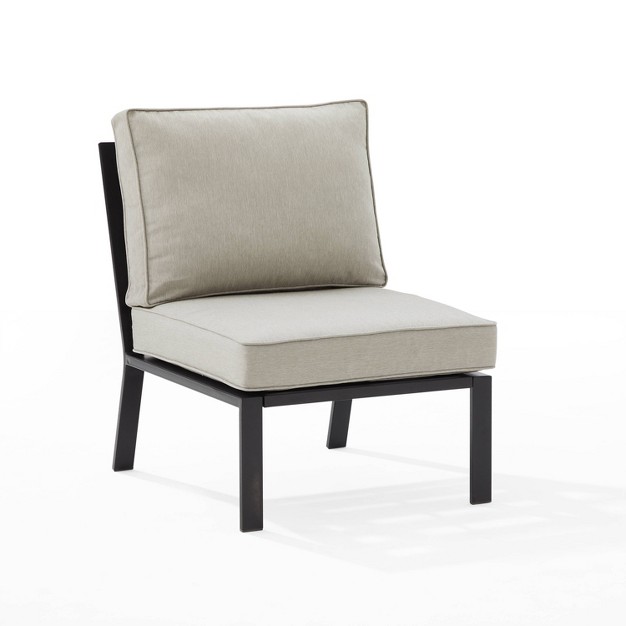 Clark Outdoor Steel Armless Chair Taupe matte Black Crosley