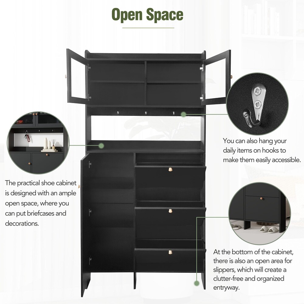 Shoe Cabinet with Open Storage Space