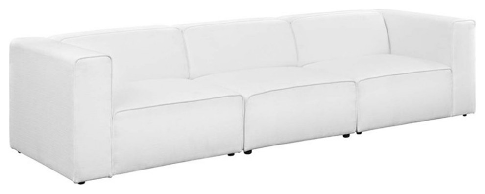 Pemberly Row Modern / Contemporary 3 Piece Upholstered Sofa in White   Transitional   Sofas   by Homesquare  Houzz