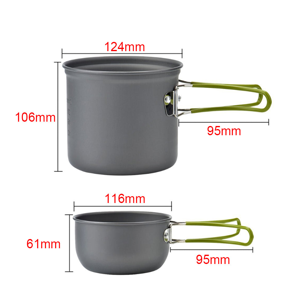 Lixada Ultralight Camping Cookware Utensils outdoor tableware set Hiking Picnic Backpacking Camping Tableware Pot Pan 1 2persons