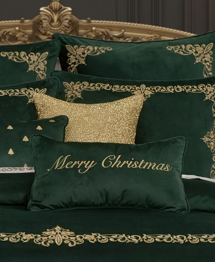 J Queen New York Merry Christmas Embellished Decorative Pillow， 11