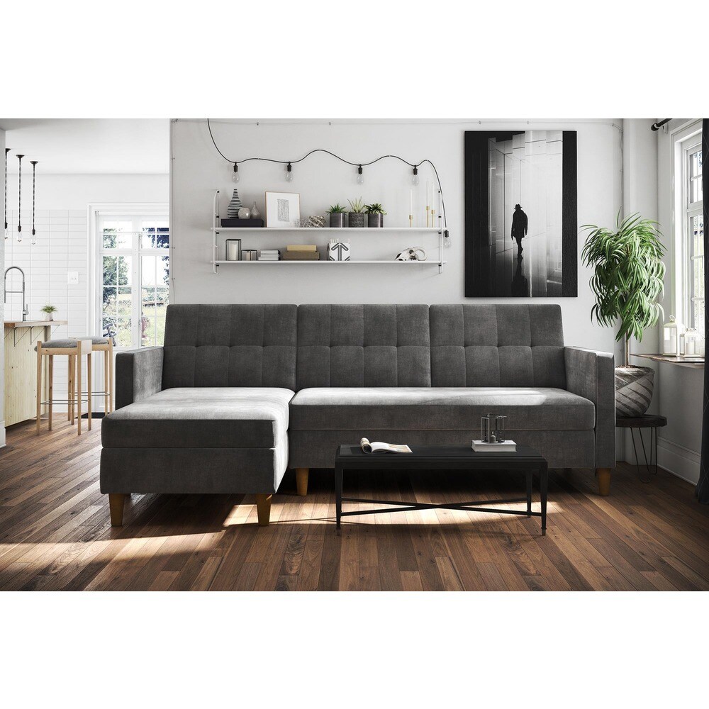 DHP Hartford Chenille Storage Sectional Futon