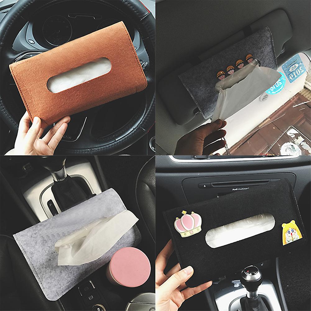 Car Sun Visor Tissue Box Storage Pouch With Card Pocket/pen Holder Auto Vehicle Interior Accessories Pocket Organizer Light Gray