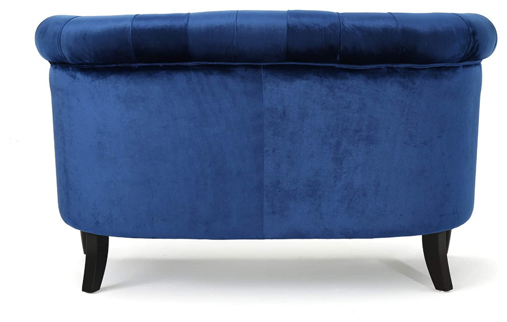 Traditional Chesterfield Loveseat  Velvet Seat and Scrolled Arms   Traditional   Loveseats   by Declusia  Houzz