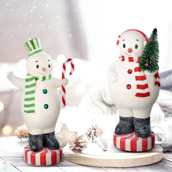 12 Resin Peppermint Candy Snowman Set of 2