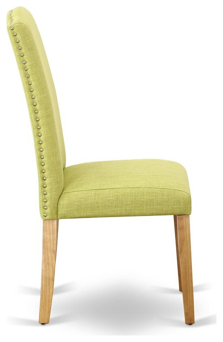 East West Furniture Encinal 40 quotFabric Dining Chairs in Oak/Green (Set of 2)   Contemporary   Dining Chairs   by Homesquare  Houzz