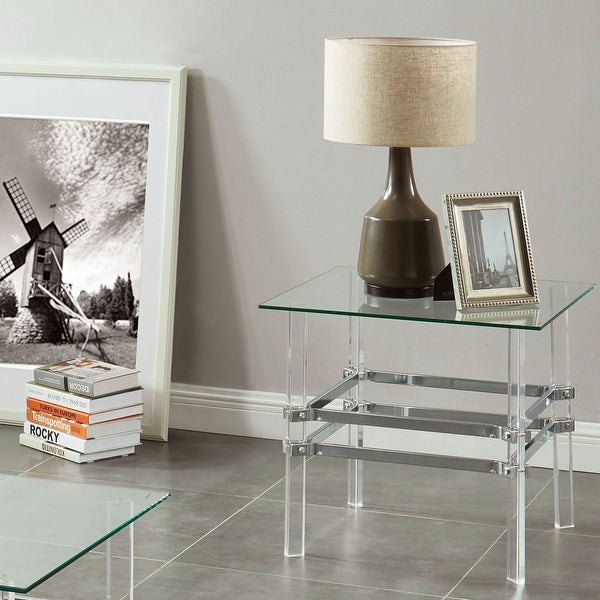 Furniture of America Thruston Contemporary Chrome 24-inch Side Table