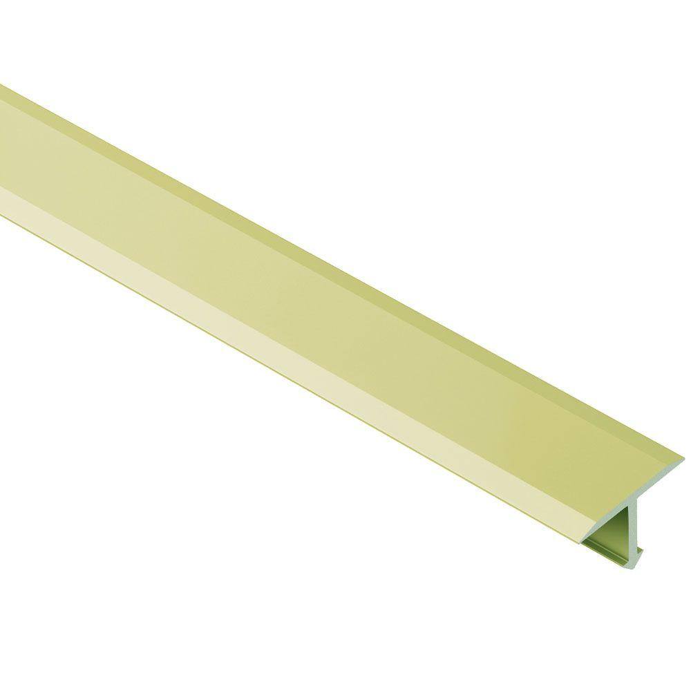 Schluter Systems Reno-T Satin Brass Anodized Aluminum 1732 in. x 8 ft. 2-12 in. Metal T-Shaped Tile Edging Trim T914AM