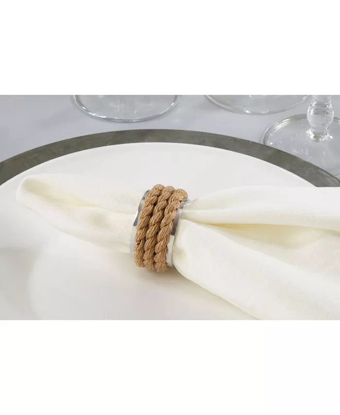 Saro Lifestyle Rope Design Aluminum Napkin Ring Set of 4