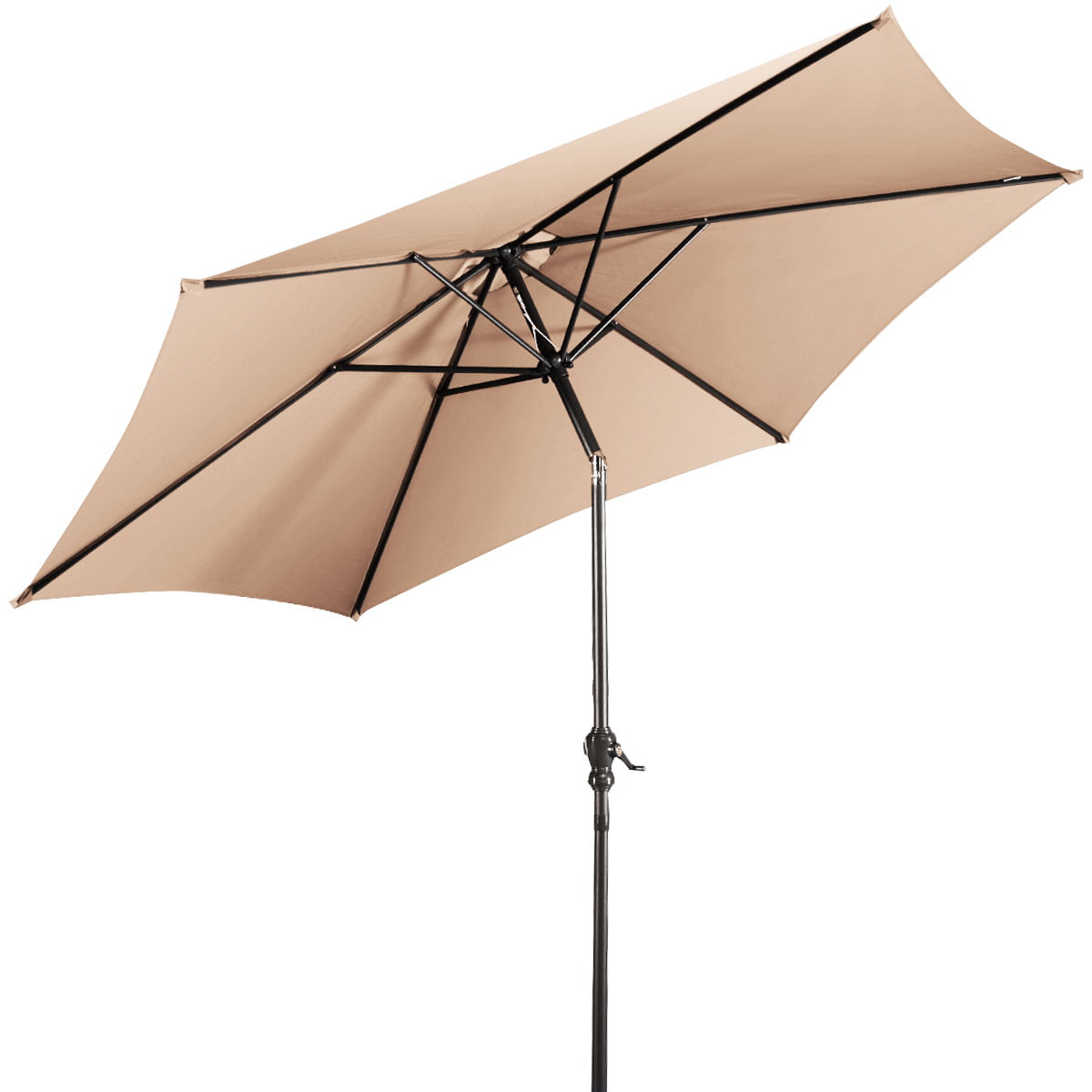 Costway 10FT Patio Umbrella 6 Ribs Market Steel Tilt W/Crank Outdoor Garden Beige