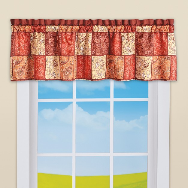 Collections Etc Paisley Patchwork Fall Colors Rod Pocket Curtain Valance