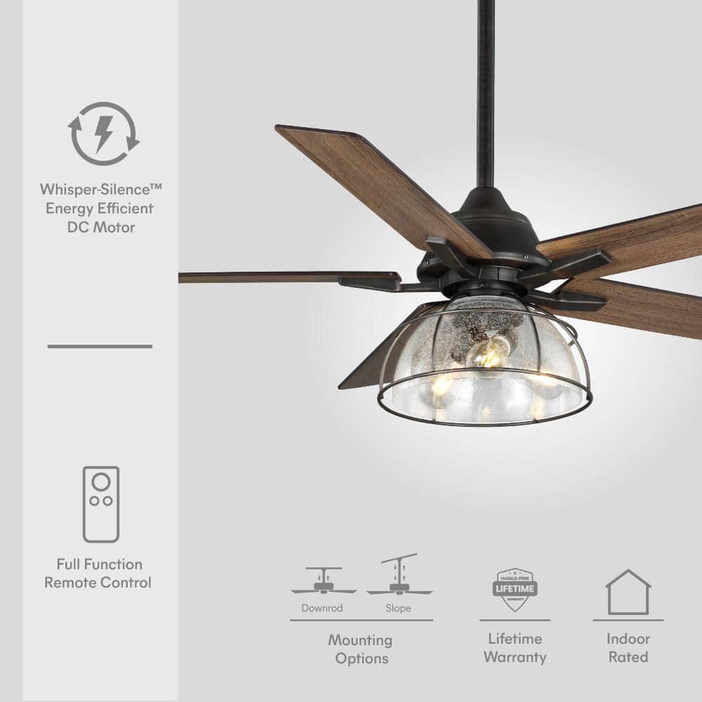 Home Decorators Collection Casun 52 in LED Indoor Aged Iron Ceiling Fan with Remote Control and Light Kit