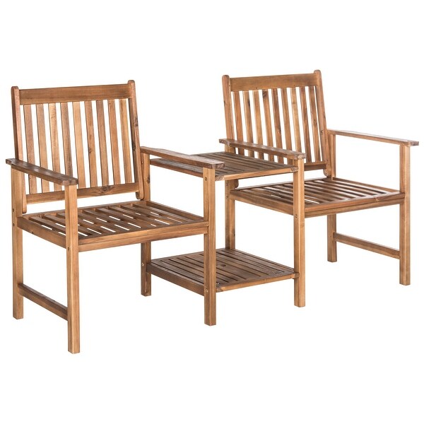 SAFAVIEH Brea Outdoor Solid Wood Twin Seat Bench