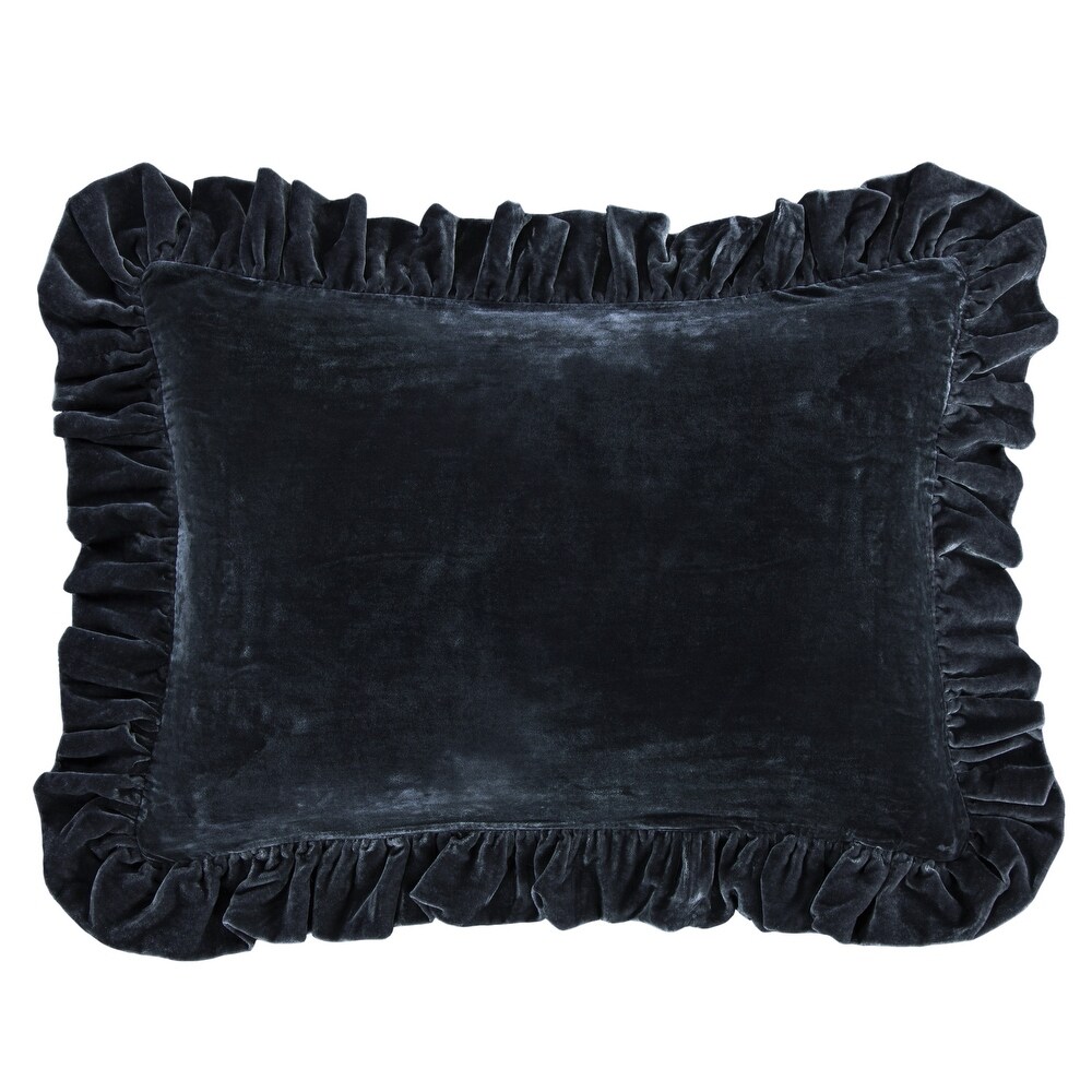 HiEnd Accents Stella Faux Silk Velvet Ruffled Dutch Euro Pillow  27\