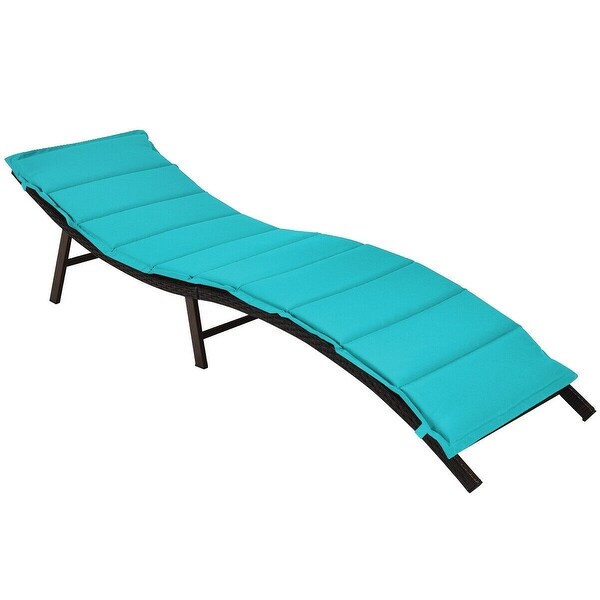 2Pcs Folding Patio Lounger Chair-Turquoise - 81