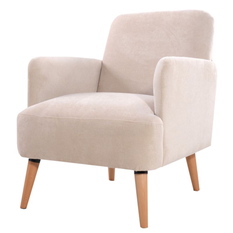 Modern Big Seat Upholstered Armrest Chair-Beige