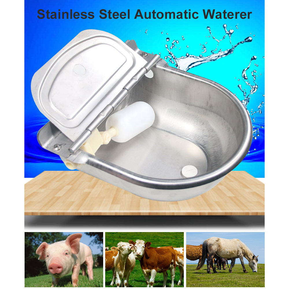 Gecheer Stainless Steel Automatic Waterer Pet Livestock Tool Animals  Bowl with  Ball for Cattle Horse Goat Sheep Dog