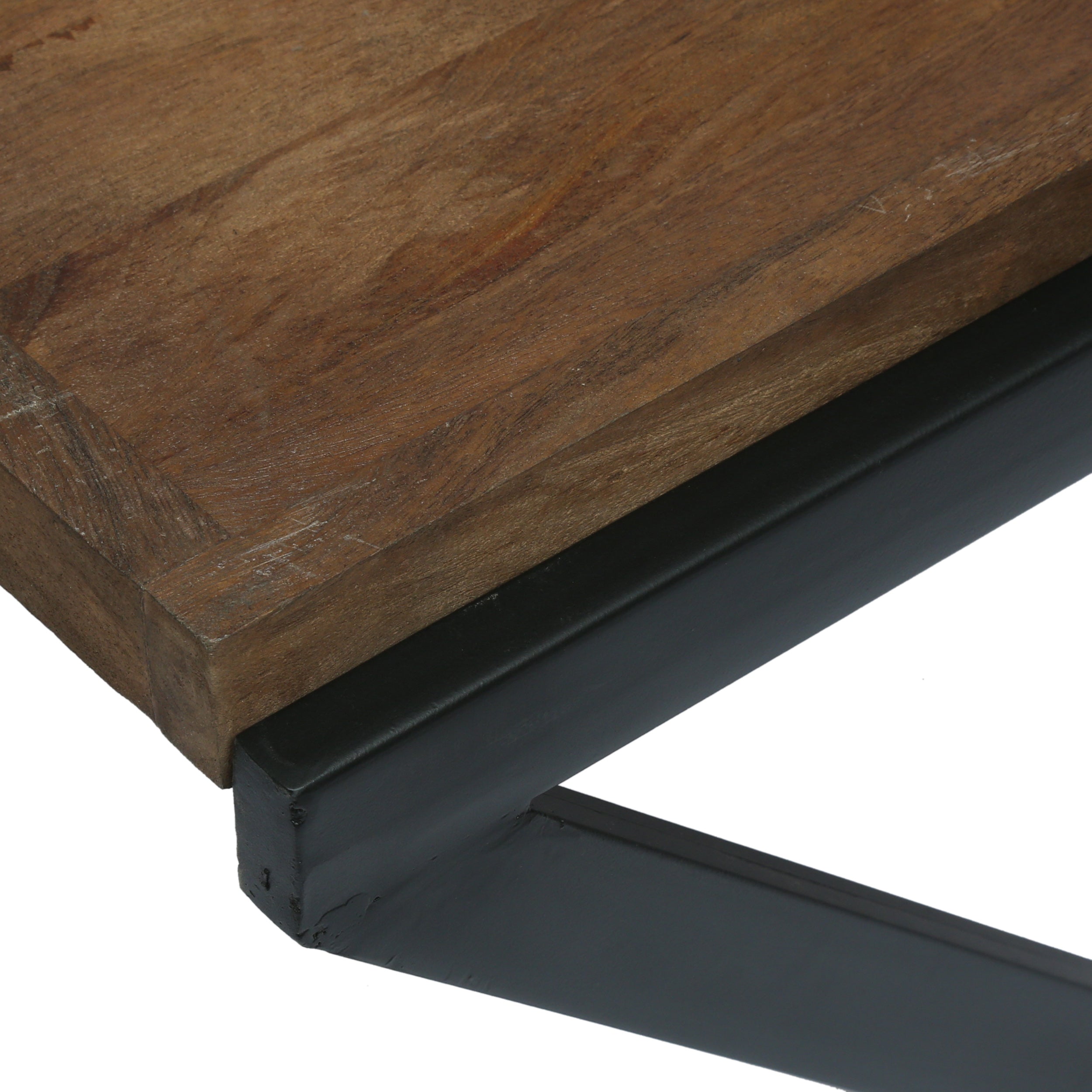 Nashua Modern Industrial Handcrafted Mango Wood Coffee Table, Dark Brown and Black