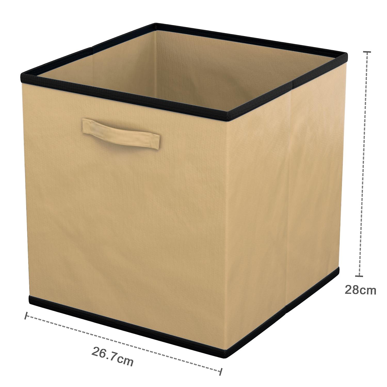 6x Foldable Storage Fabric Box in Beige   Multifunctional collection box to combine with cabinets or shelves