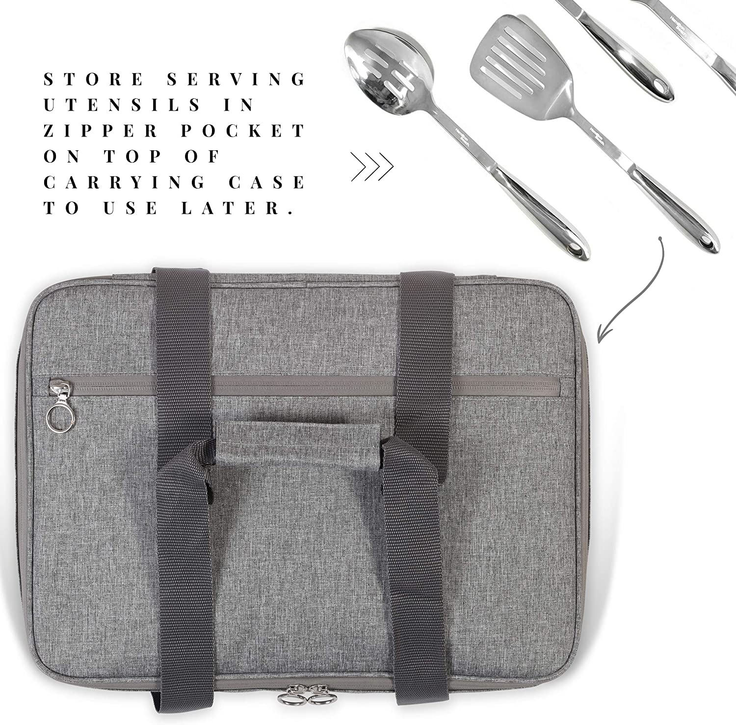 Double Decker Insulated Casserole Carrying Case-Grey