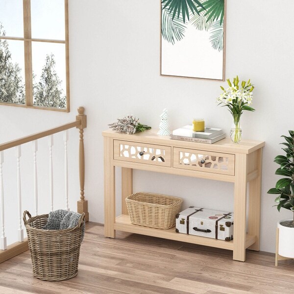 2-Tier Console Table with Drawers and Open Storage Shelf - 46.5