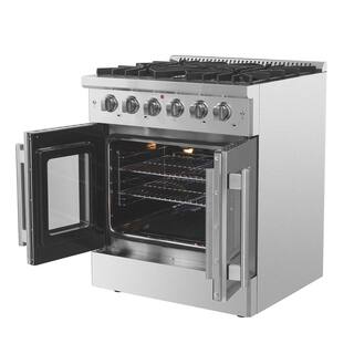 Forno Alta Qualita 30 in. Pro Style French Door Gas Range with 5 Defendi Italian Buner in Stainless Steel FFSGS6444-30