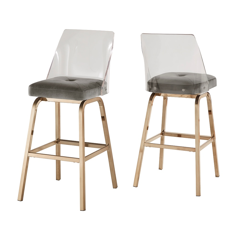 Lennox Velvet Bar Height Swivel Stools (Set of 2) by iNSPIRE Q Bold