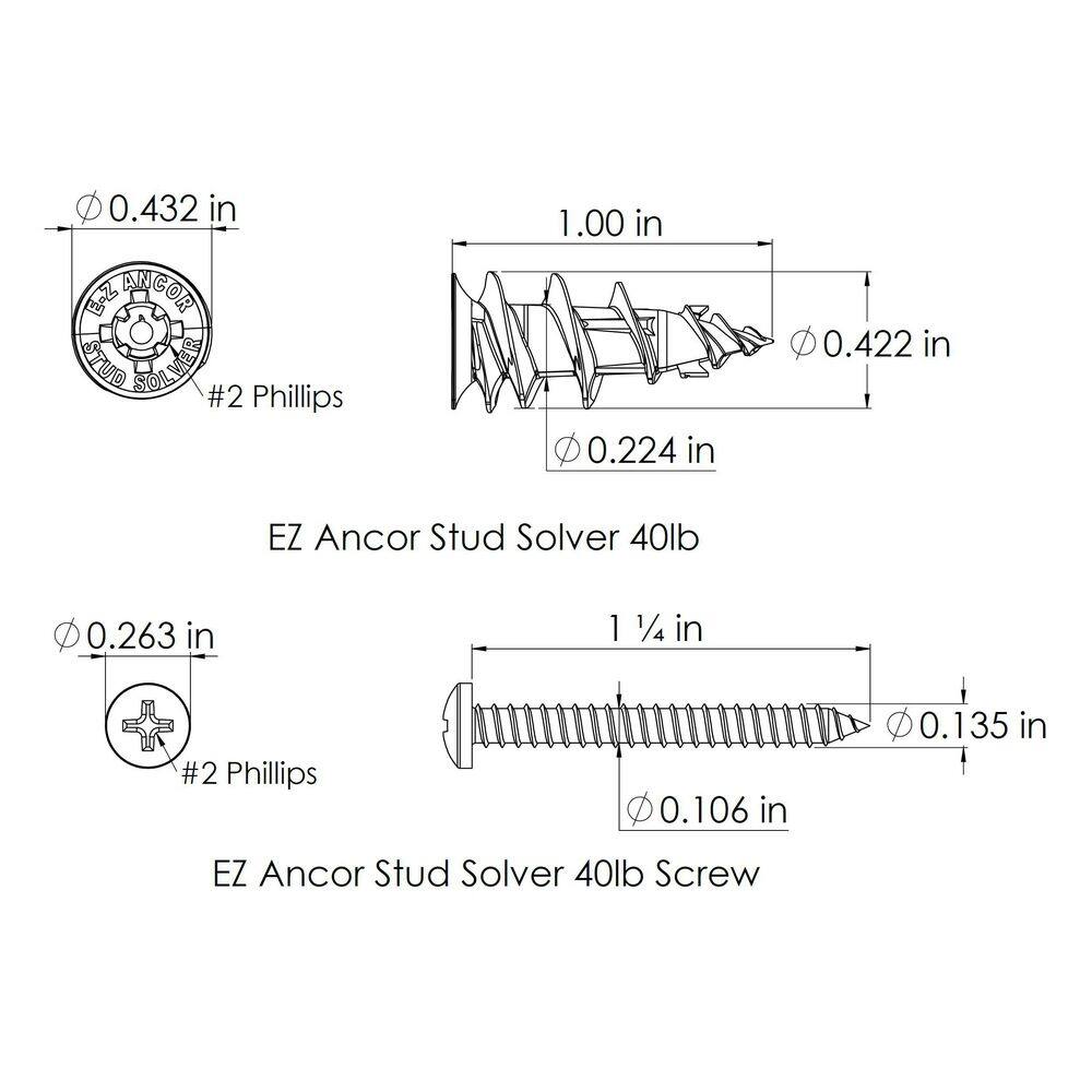 E-Z Ancor Stud Solver 40 lbs. Drywall and Stud Anchors (25-Pack) 25225