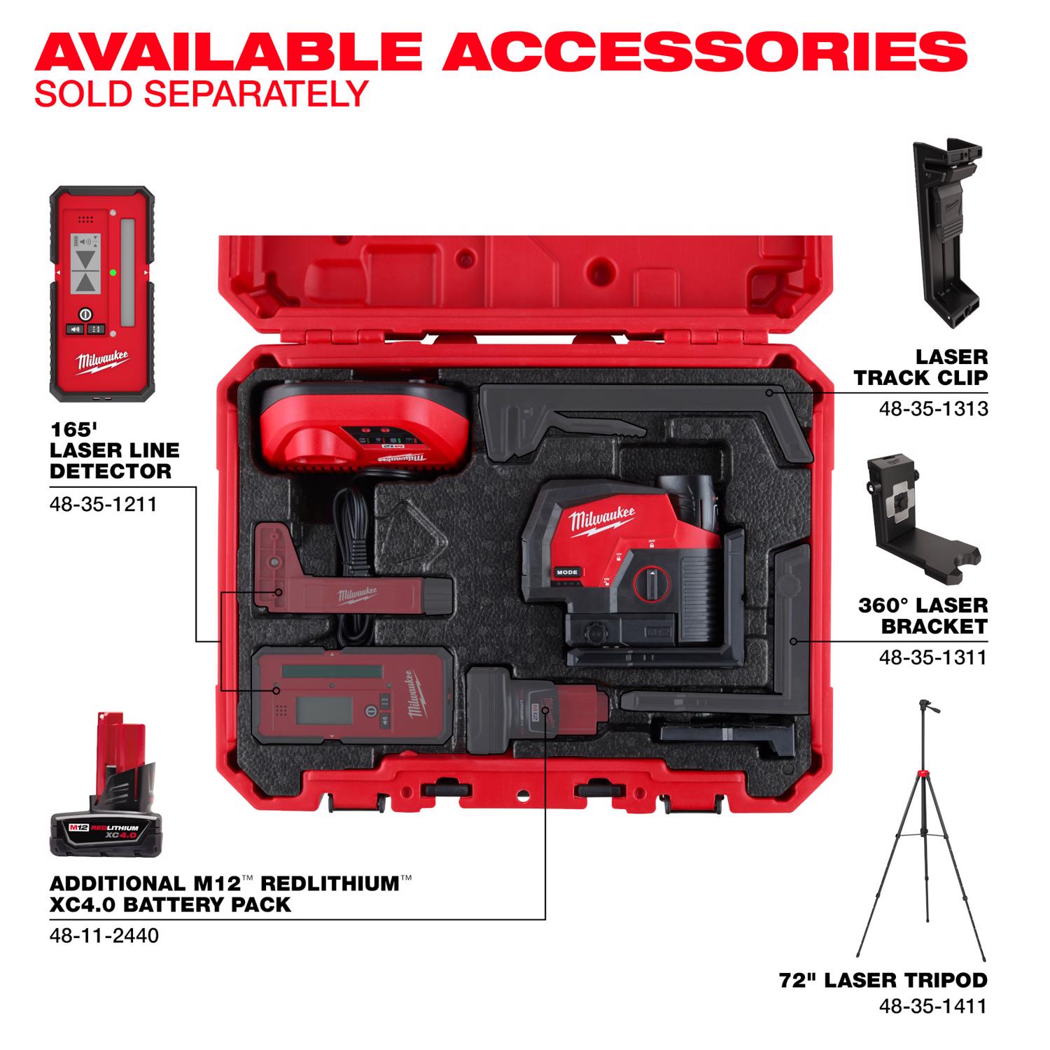 MW M12 2 beam Self Leveling Cross-Line Laser Kit 165 ft. 1 pc