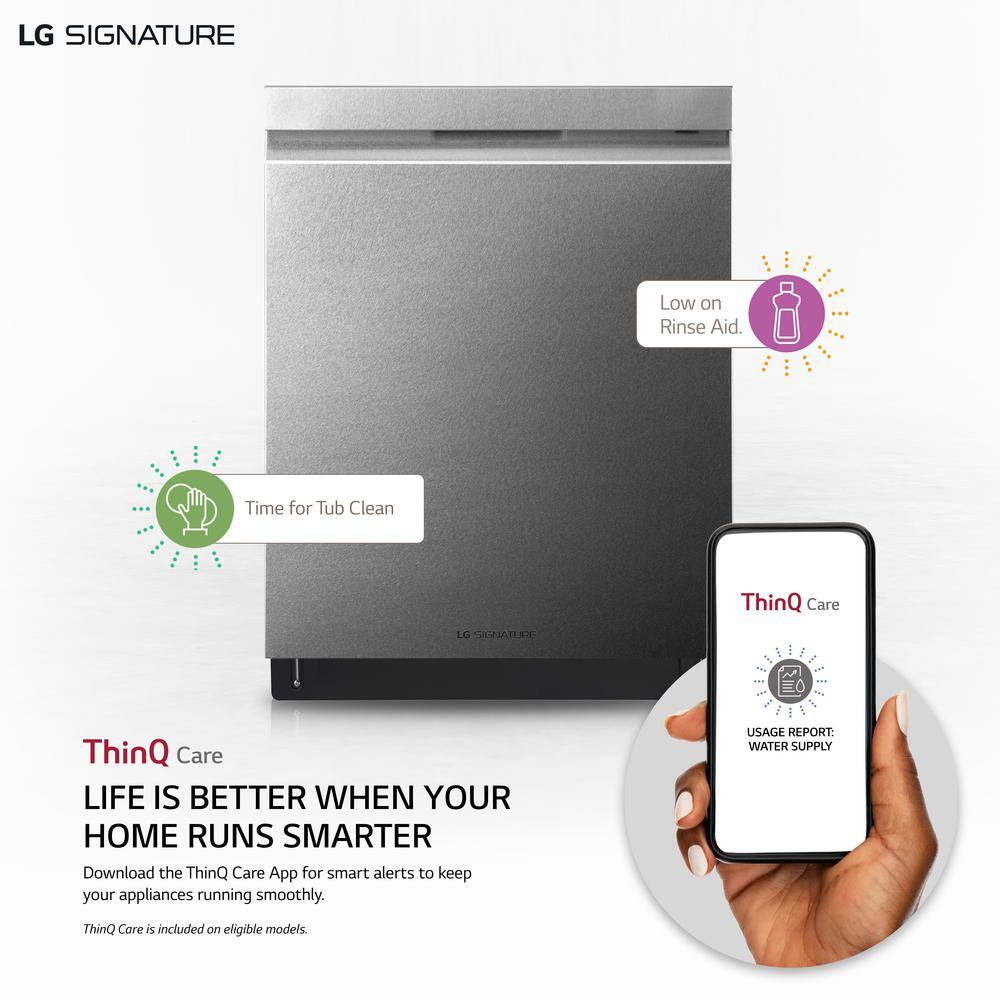 LG SIGNATURE 24 in. Stainless Steel Top Control Built-In Tall Tub Smart Dishwasher with Stainless Steel Tub  TrueSteam 38 dBA LUDP8908SN