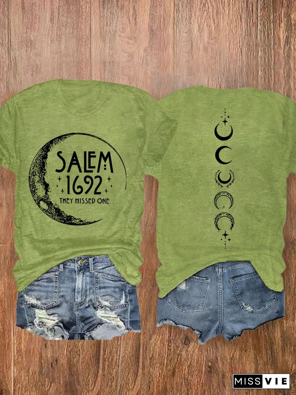 Women's Halloween Salem 1692 They Missed One Print Crew Neck T-shirt