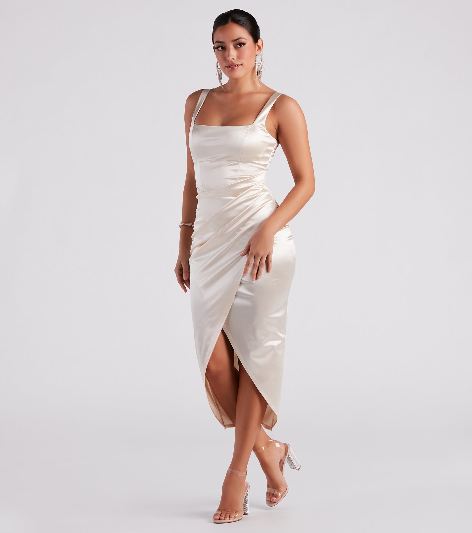 Samantha Formal Satin Midi Dress