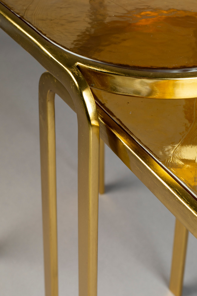 Amber Glass Side Table Set (2)  Dutchbone Bandu   Contemporary   Coffee Table Sets   by Oroa   Distinctive Furniture  Houzz