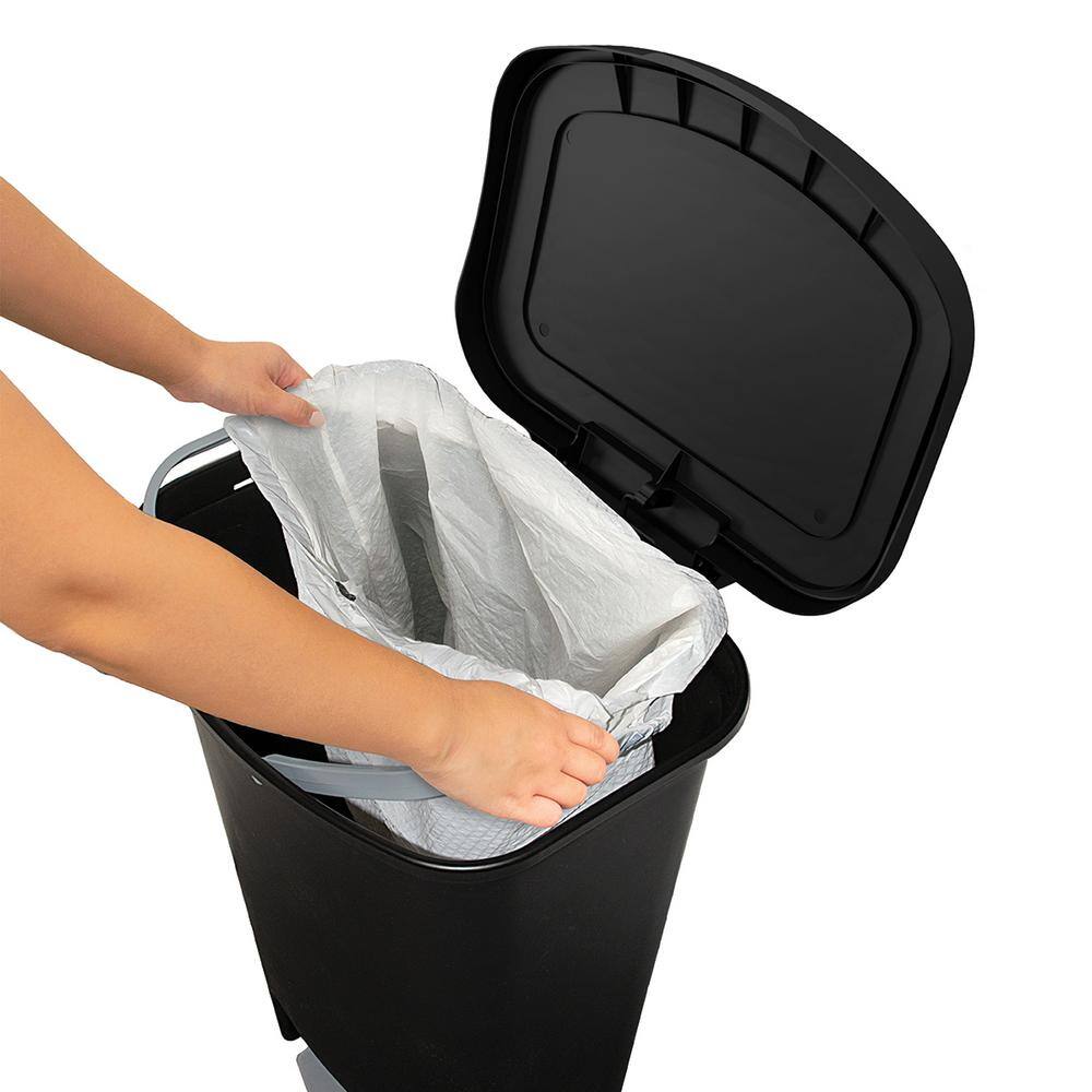 Glad 13 Gal. Black Step-On Plastic Trash Can with Clorox Odor Protection of The Lid GLD-74130-1