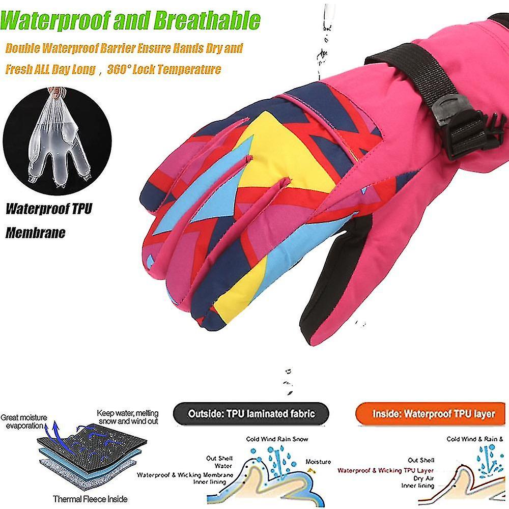 Winter Outdoor Riding Motorcycle Floral Stitching Non-slip Warm Winter Cold Ski Gloves