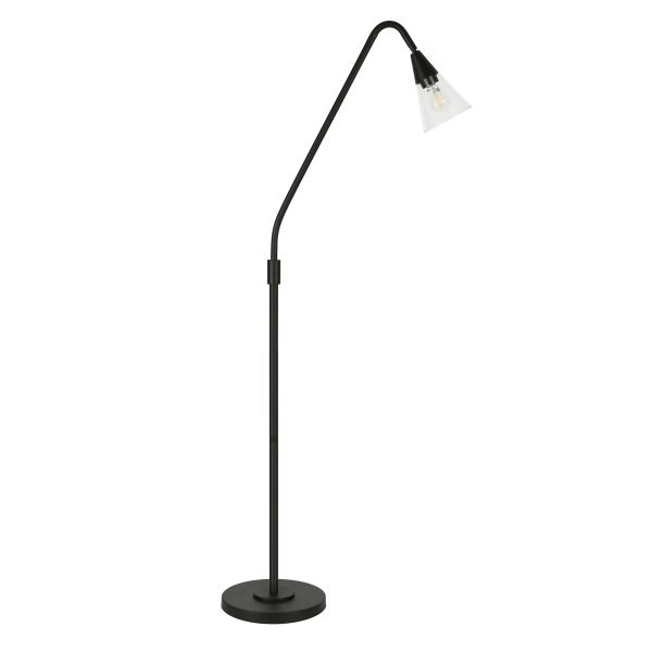 Challice Arc Floor Lamp with Glass Shade in Blackened Bronze/Clear