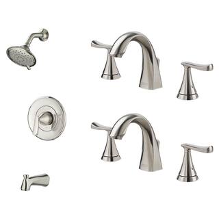 American Standard Chatfield Single-Handle 3-Spray Tub and Shower Faucet and Two 8 in. Widespread Bathroom Faucet Set in Brushed Nickel CHATTSWSBN BNDL