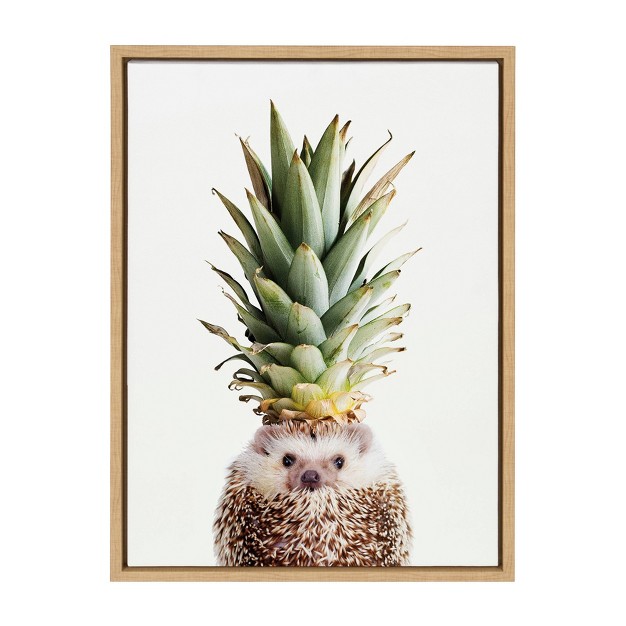 X 24 quot Sylvie Hedgehog Pineapple Framed Canvas By Amy Peterson Natural Designovation