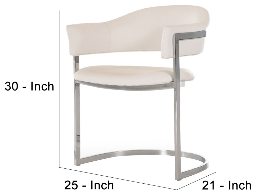 Benzara BM273072 Dining Chair  Metal Cantilever Base  White Faux Leather  Chrome   Contemporary   Dining Chairs   by VirVentures  Houzz