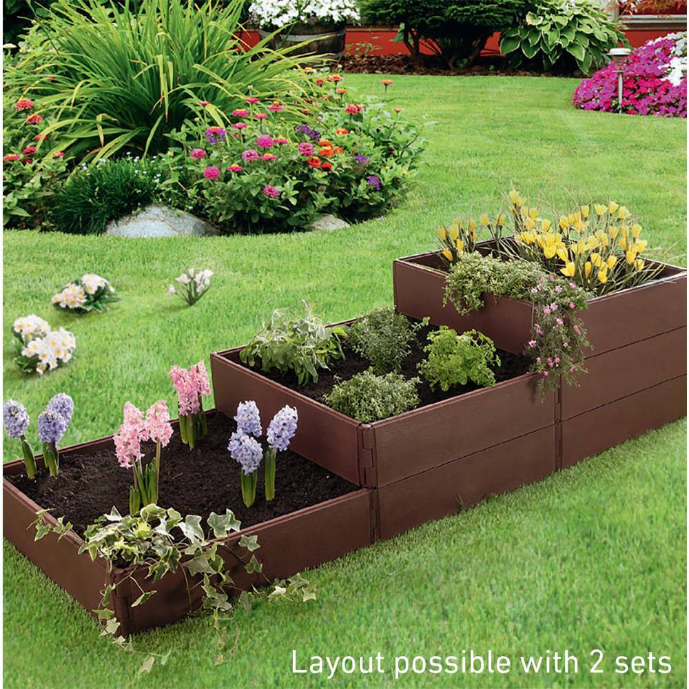 Emsco Bloomers Series 3.8 ft. x 3.8 ft. Brown Resin Raised Garden Bed 2455