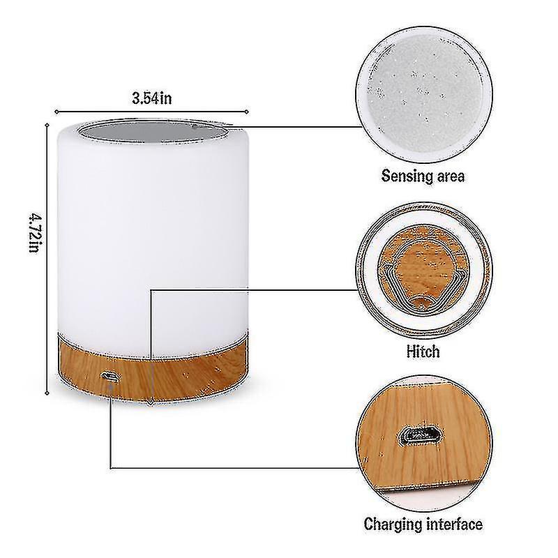 Dimmable Led Colorful Creative Wood Grain Charging Night Light Bedside Table Lamp Atmosphere Light