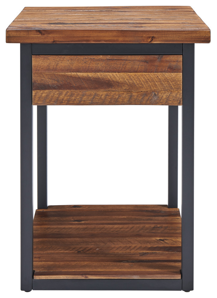 Claremont Rustic Wood End Table  Drawer and Low Shelf   Industrial   Side Tables And End Tables   by Bolton Furniture  Inc.  Houzz