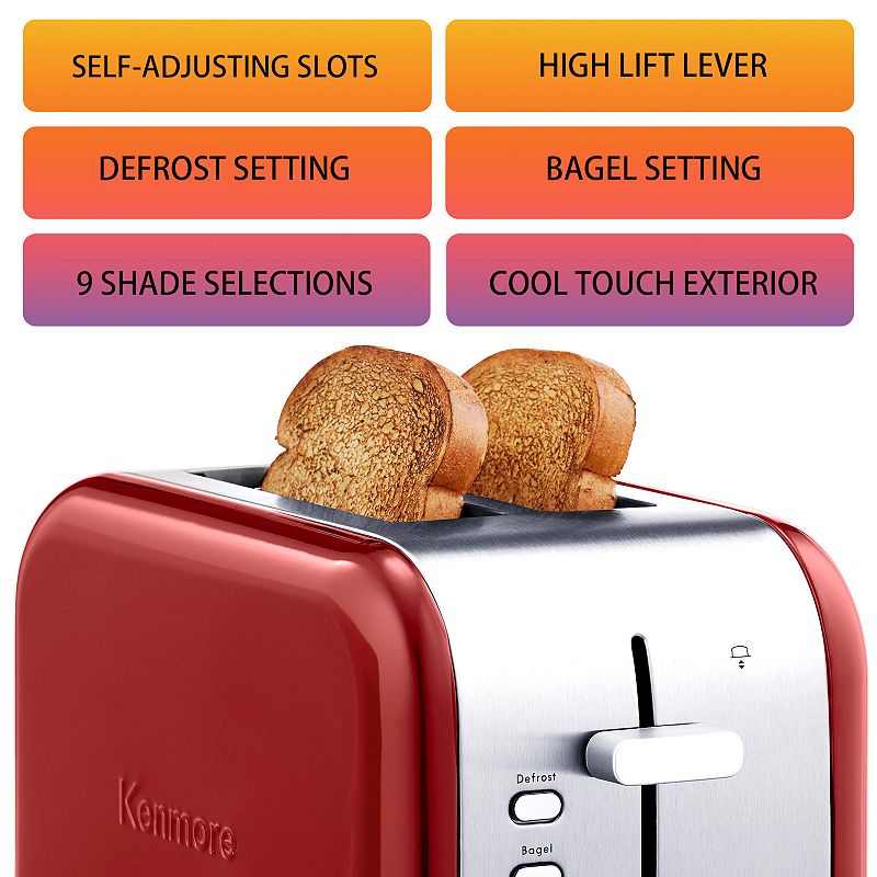 Kenmore 2-Slice Wide-Slot Stainless Steel Toaster