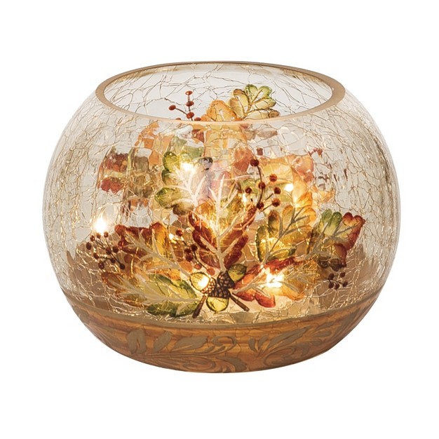 Transpac Glass 5 91 In Multicolored Harvest Light Up Autumn Round Vase