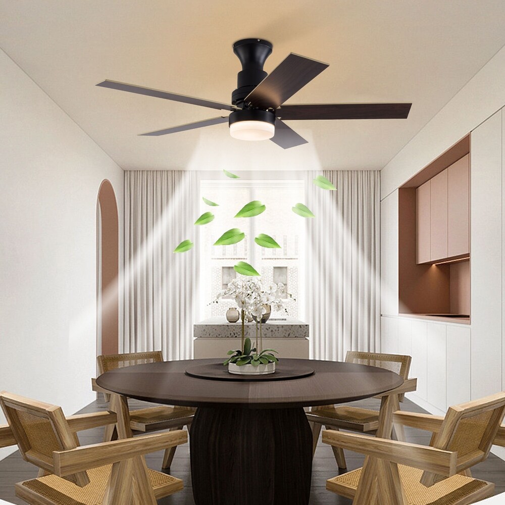 44'' Contemporary Wooden Reversible LED Ceiling Fan with Remote