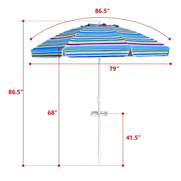 7 2 x27 X 7 2 x27 Portable Sunshade Beach Umbrella With Sand Anchor And Carry Bag Blue Wellfor Wellfor