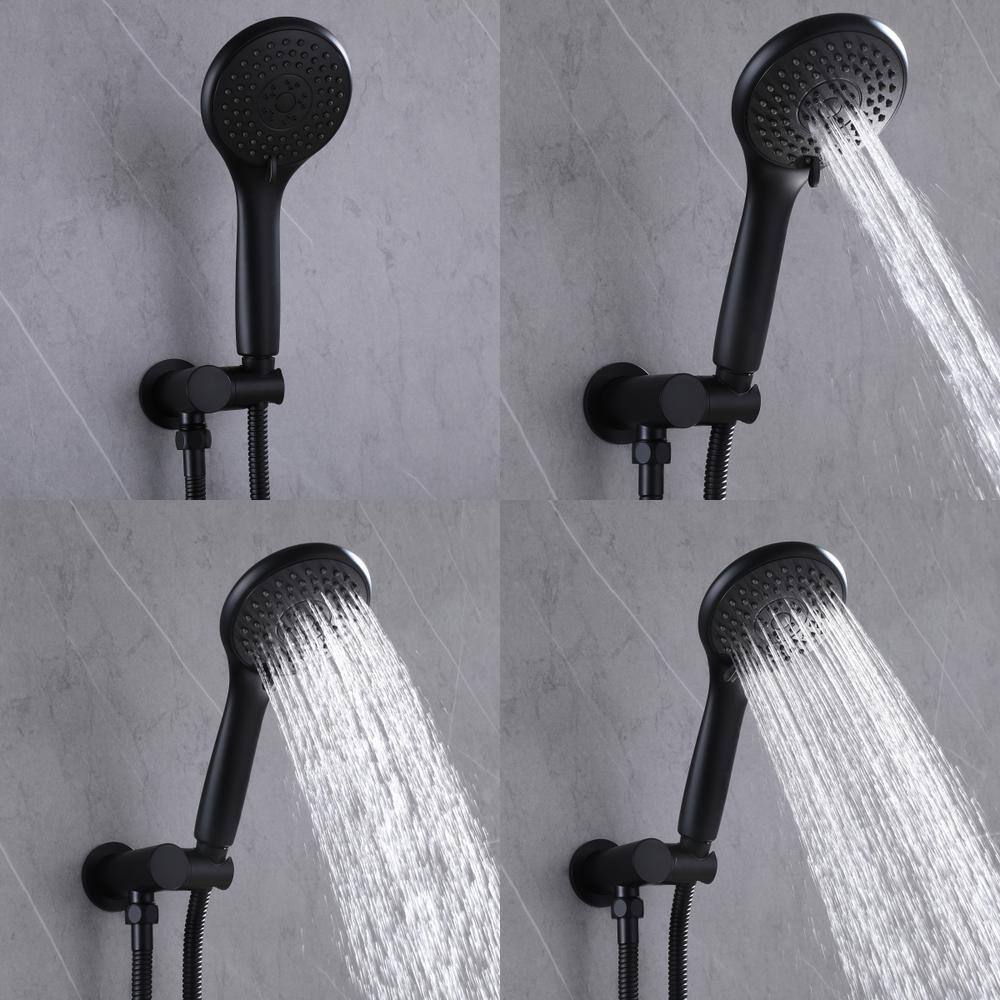 Boyel Living 2-Spray Patterns 6 in. Round Shower Head Wall Mount Dual Shower Heads with Handheld Shower in Black BLTF0265-BL